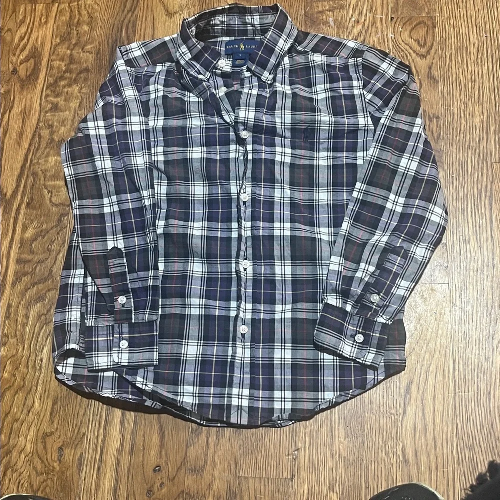 Ralph Lauren -Plaid Long Sleeve Button Down Shirt in Size 7